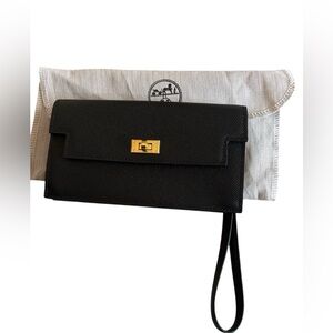 Fashion Lux Black Leather Wristlet Clutch